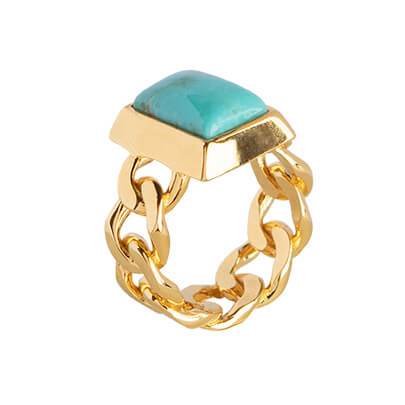 STYRKE Ring forgyldt - Turquoise - A PURE MIND