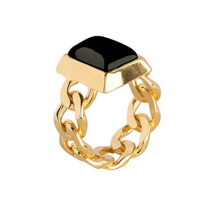STYRKE Ring forgyldt - Black Obsidian - A PURE MIND