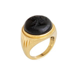 LYKKE Ring forgyldt - Sort Agat - A PURE MIND