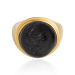 LYKKE Ring forgyldt - Sort Agat - A PURE MIND