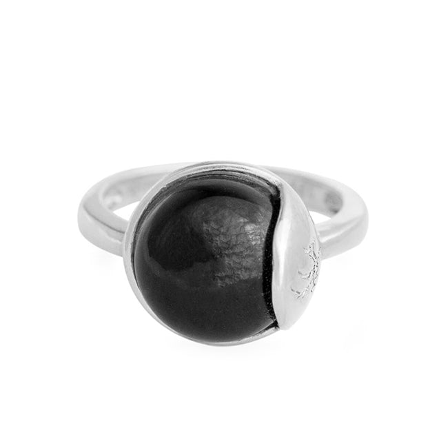 TRO Ring sølv - Black Obsidian