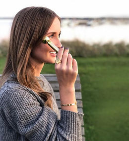 Øjenmassage Pen - Rosa kvarts - sølv look