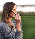 Øjenmassage Pen - Rosa kvarts - sølv look