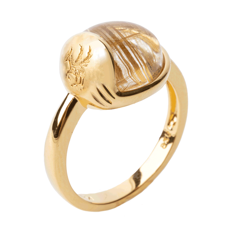 TRO Ring forgyldt - Rutil Kvarts