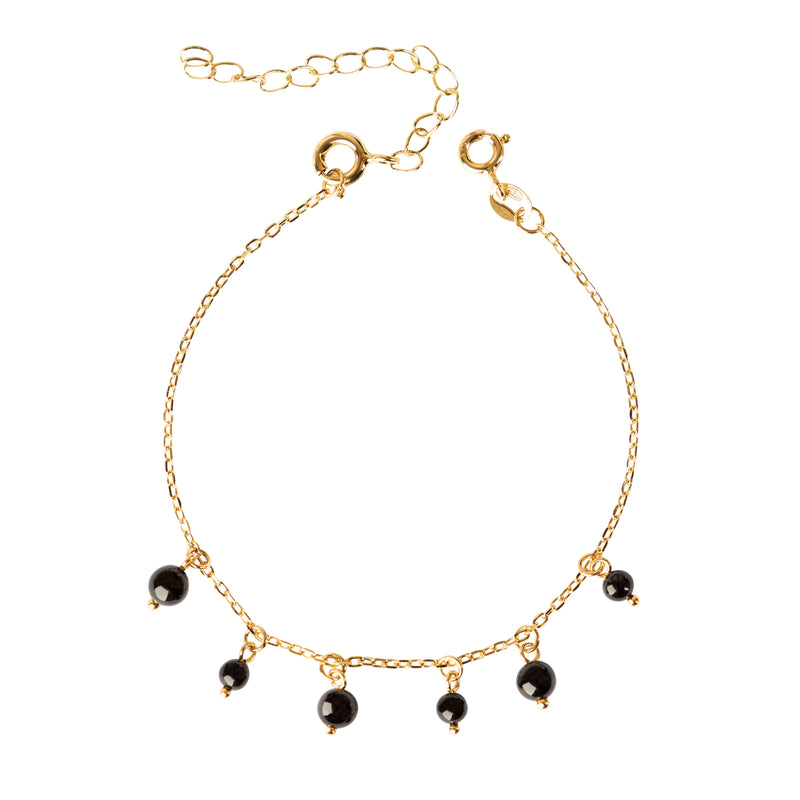 KÆRLIGHED Armbånd forgyldt Black Obsidian