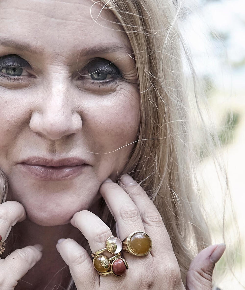 'TRO' Ring forgyldt - Rosa Kvarts - A PURE MIND